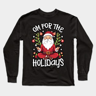 OM for the Holidays Santa in Lotus Pose Long Sleeve T-Shirt